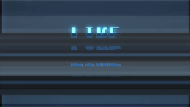 Retro gier wideo jak tekst na komputerze starego tv glitch zakłóceń hałasu ekranu animacja Płynna pętla nowe jakości uniwersalny vintage animowane tła dynamiczne kolorowe radosny wideo — Wideo stockowe