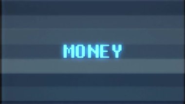 Retro video oyunu para kelime metin bilgisayar eski tv arıza parazit gürültü ekran animasyon sorunsuz döngü yeni kalite evrensel vintage hareketli dinamik animasyonlu arka plan renkli neşeli video