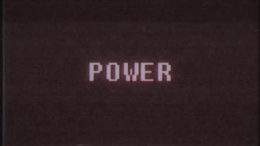 Retro video oyunu güç word metin bilgisayar eski tv arıza parazit gürültü ekran animasyon sorunsuz döngü yeni kalite evrensel vintage hareketli dinamik animasyonlu arka plan renkli neşeli video