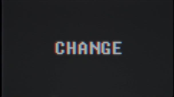 rétro jeu vidéo CHANGER mot texte ordinateur vieux tv glitch interférence bruit écran animation boucle transparente Nouvelle qualité universel vintage mouvement dynamique animé fond coloré joyeux vidéo 