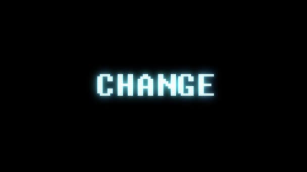 Retro videogame CHANGE word text computer old tv glitch interference noise screen animation seamless loop New quality universal vintage motion dynamic animated background colorful joyful video — Stock Video