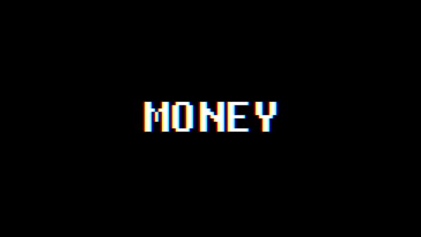 Retro videogame MONEY word text computer old tv glitch interferenza rumore schermo animazione loop senza soluzione di continuità Nuova qualità universale moto vintage dinamico animato sfondo colorato gioioso video — Video Stock