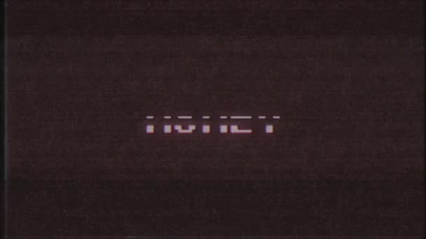 Rétro jeu vidéo ARGENT mot texte ordinateur vieux tv glitch interférence bruit écran animation boucle transparente Nouvelle qualité universel vintage mouvement dynamique animé fond coloré joyeux vidéo — Video