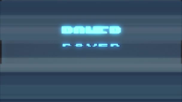 rétro jeu vidéo POUVOIR mot texte ordinateur vieux tv glitch interférence bruit écran animation boucle transparente Nouvelle qualité universel vintage mouvement dynamique animé fond coloré joyeux vidéo 