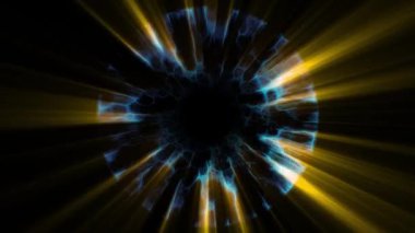 Uçuş içinde mavi sarı ile neon hiper dijital tünel hareket grafik animasyon arka plan döngü yeni kalite fütüristik stil serin güzel güzel video görüntüleri ışıklar kapanıyor