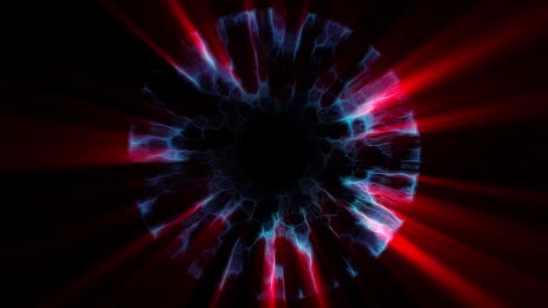 Vlucht in uit via blauw roze neon hyperspace licht digitale tunnel motion graphics animatie achtergrond lus nieuwe kwaliteit futuristische stijl cool leuke mooie videobeelden — Stockvideo