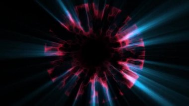 Uçuş içinde kırmızı mavi ile neon hiper dijital tünel hareket grafik animasyon arka plan döngü yeni kalite fütüristik stil serin güzel güzel video görüntüleri ışıklar kapanıyor