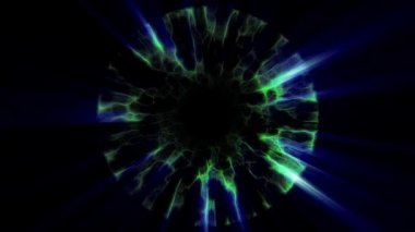 Uçuş içinde yeşil ile mavi neon hiper dijital tünel hareket grafik animasyon arka plan döngü yeni kalite fütüristik stil serin güzel güzel video görüntüleri ışıklar kapanıyor