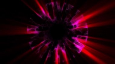 İçinde uçuş mor kırmızı neon uzay boşluğu yoluyla dışarı ışıklar dijital tünel hareket grafik animasyon arka plan döngü yeni kalite fütüristik stil serin güzel güzel video görüntüleri bindirme