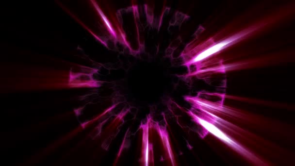 Flight in out through PURPLE neon hyperspace lights digital tunnel motion graphics overlay animation background loop new quality futuristic style cool nice beautiful video footage — Stock Video