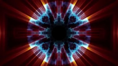 İçinde uçuş swymmetrical neon uzay boşluğu yoluyla dışarı ışıklar dijital tünel hareket grafik animasyon arka plan döngü yeni kalite fütüristik stil serin güzel güzel video görüntüleri bindirme
