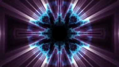 İçinde uçuş swymmetrical neon uzay boşluğu yoluyla dışarı ışıklar dijital tünel hareket grafik animasyon arka plan döngü yeni kalite fütüristik stil serin güzel güzel video görüntüleri bindirme