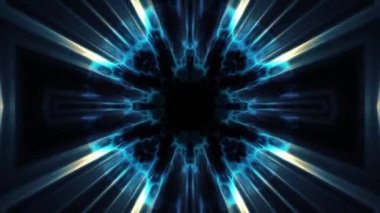 İçinde uçuş swymmetrical neon uzay boşluğu yoluyla dışarı ışıklar dijital tünel hareket grafik animasyon arka plan döngü yeni kalite fütüristik stil serin güzel güzel video görüntüleri bindirme