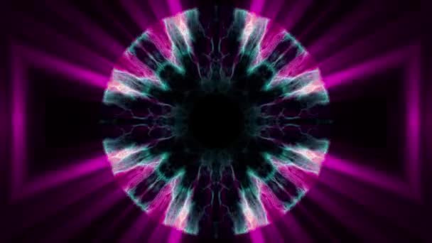 Flygning i ut genom swymmetrical neon hyperspace lyser digital tunnel motion graphics overlay animation bakgrund loop nya kvalitet futuristisk stil cool trevlig vackra videofilmer — Stockvideo