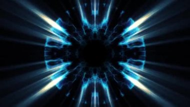 İçinde uçuş swymmetrical neon uzay boşluğu yoluyla dışarı ışıklar dijital tünel hareket grafik animasyon arka plan döngü yeni kalite fütüristik stil serin güzel güzel video görüntüleri bindirme