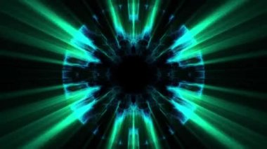 İçinde uçuş swymmetrical neon uzay boşluğu yoluyla dışarı ışıklar dijital tünel hareket grafik animasyon arka plan döngü yeni kalite fütüristik stil serin güzel güzel video görüntüleri bindirme
