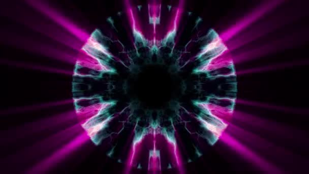 Let v out hyperprostorem swymmetrical neon svítí digitální tunelu motion grafika překrýt animace pozadí smyčky nové kvalitní futuristický styl Super pěkné krásné video záznam — Stock video