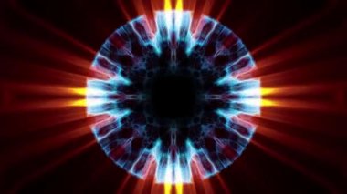İçinde uçuş swymmetrical neon uzay boşluğu yoluyla dışarı ışıklar dijital tünel hareket grafik animasyon arka plan döngü yeni kalite fütüristik stil serin güzel güzel video görüntüleri bindirme