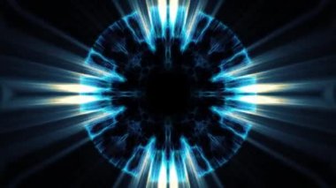İçinde uçuş swymmetrical neon uzay boşluğu yoluyla dışarı ışıklar dijital tünel hareket grafik animasyon arka plan döngü yeni kalite fütüristik stil serin güzel güzel video görüntüleri bindirme