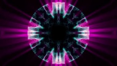 İçinde uçuş swymmetrical neon uzay boşluğu yoluyla dışarı ışıklar dijital tünel hareket grafik animasyon arka plan döngü yeni kalite fütüristik stil serin güzel güzel video görüntüleri bindirme