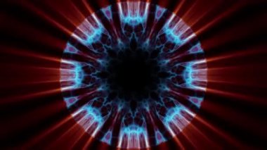 İçinde uçuş swymmetrical neon uzay boşluğu yoluyla dışarı ışıklar dijital tünel hareket grafik animasyon arka plan döngü yeni kalite fütüristik stil serin güzel güzel video görüntüleri bindirme