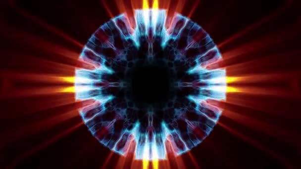 Flygning i ut genom swymmetrical neon hyperspace lyser digital tunnel motion graphics overlay animation bakgrund loop nya kvalitet futuristisk stil cool trevlig vackra videofilmer — Stockvideo