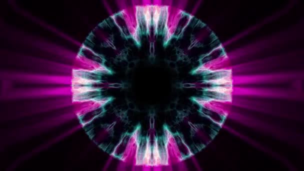 Flygning i ut genom swymmetrical neon hyperspace lyser digital tunnel motion graphics overlay animation bakgrund loop nya kvalitet futuristisk stil cool trevlig vackra videofilmer — Stockvideo