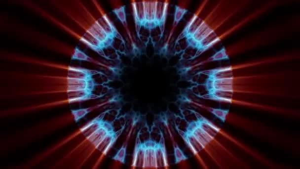 Vol à travers swymmetrical néon hyperespace lumières numérique tunnel mouvement graphiques superposition animation fond boucle nouvelle qualité futuriste style cool belle vidéo — Video