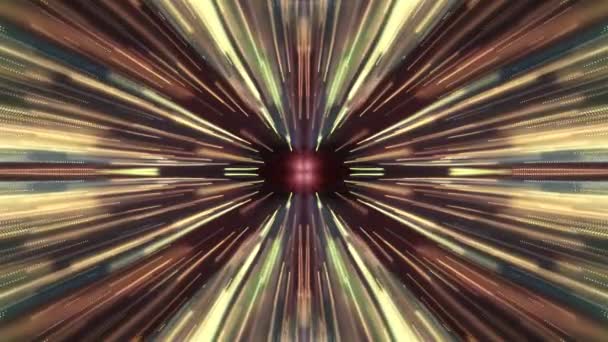 Bright symmetrycal hyperspace lights cyber tunnel motion graphics animation background new quality futuristic cool nice beautiful video footage — Stock Video