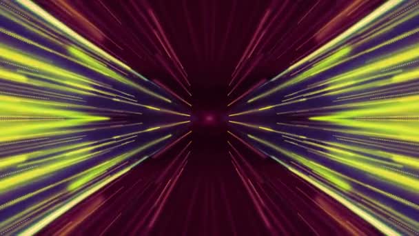 Bright symmetrycal hyperspace lights cyber tunnel motion graphics animation background new quality futuristic cool nice beautiful video footage — Stock Video