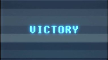 Retro video oyunu zafer metin bilgisayar eski tv arıza parazit gürültü ekran animasyon sorunsuz döngü yeni kalite evrensel vintage hareketli dinamik animasyonlu arka plan renkli neşeli video