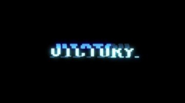 Retro video oyunu zafer metin bilgisayar eski tv arıza parazit gürültü ekran animasyon sorunsuz döngü yeni kalite evrensel vintage hareketli dinamik animasyonlu arka plan renkli neşeli video