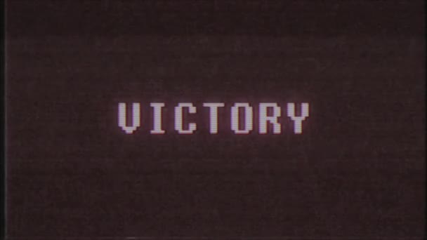 rétro jeu vidéo VICTORY texte ordinateur vieux tv glitch interférence bruit écran animation boucle transparente Nouvelle qualité universelle vintage mouvement dynamique animé fond coloré joyeux vidéo 