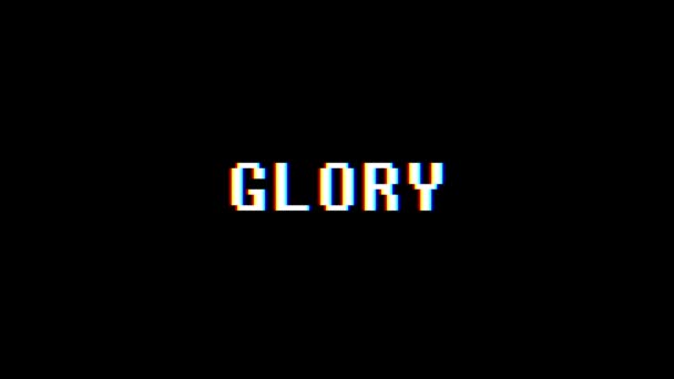 Rétro jeu vidéo GLORY texte ordinateur vieux tv glitch interférence bruit écran animation boucle transparente Nouvelle qualité universelle vintage mouvement dynamique animé fond coloré joyeux vidéo — Video