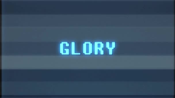 rétro jeu vidéo GLORY texte ordinateur vieux tv glitch interférence bruit écran animation boucle transparente Nouvelle qualité universelle vintage mouvement dynamique animé fond coloré joyeux vidéo 