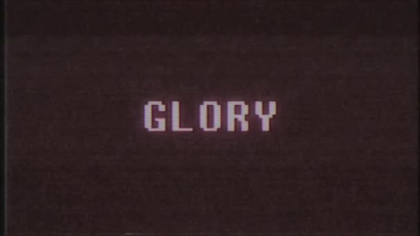 rétro jeu vidéo GLORY texte ordinateur vieux tv glitch interférence bruit écran animation boucle transparente Nouvelle qualité universelle vintage mouvement dynamique animé fond coloré joyeux vidéo 