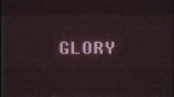 Ретро-відеогра GLORY текстовий комп'ютер старий телевізійний глюк перешкод шумовий екран анімація безшовна петля Нова якість універсальний вінтажний рух динамічний анімований фон барвисте радісне відео — стокове відео