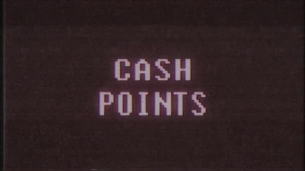 Retro videogame Cash Point text dator gamla tv-glitch störningar buller skärm animation sömlös loop nya universal vintage motion dynamiska animerad bakgrund färgglada joyful videokvalitet — Stockvideo