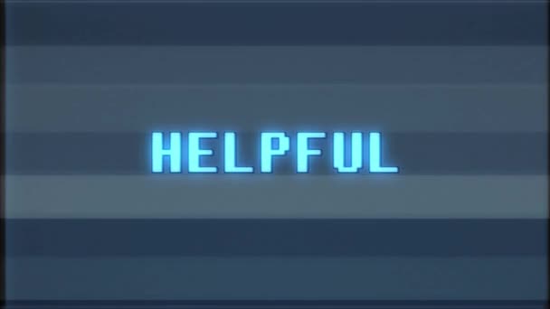 rétro jeu vidéo HELPFUL texte ordinateur vieux tv glitch interférence bruit écran animation boucle transparente Nouvelle qualité universelle vintage mouvement dynamique animé fond coloré joyeux vidéo 