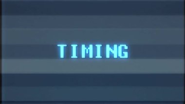 Retro videogame zamanlama metin bilgisayar eski tv arıza parazit gürültü ekran animasyon sorunsuz döngü yeni kalite evrensel vintage hareketli dinamik animasyonlu arka plan renkli neşeli video