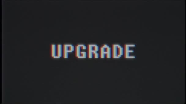 Rétro jeu vidéo UPGRADE texte ordinateur vieux tv glitch interférence bruit écran animation boucle transparente Nouvelle qualité universelle vintage mouvement dynamique animé fond coloré joyeux vidéo — Video