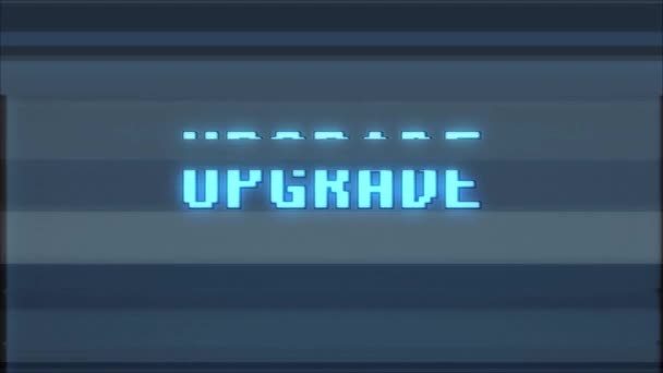 rétro jeu vidéo UPGRADE texte ordinateur vieux tv glitch interférence bruit écran animation boucle transparente Nouvelle qualité universelle vintage mouvement dynamique animé fond coloré joyeux vidéo 