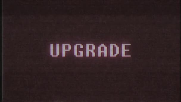 rétro jeu vidéo UPGRADE texte ordinateur vieux tv glitch interférence bruit écran animation boucle transparente Nouvelle qualité universelle vintage mouvement dynamique animé fond coloré joyeux vidéo 