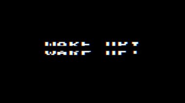 Retro video oyunu Wake Up metin bilgisayar eski tv arıza parazit gürültü ekran animasyon sorunsuz döngü yeni kalite evrensel vintage hareketli dinamik animasyonlu arka plan renkli neşeli video