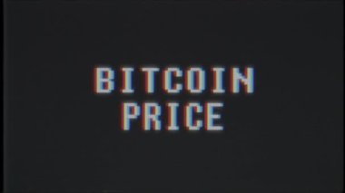 Retro video oyunu Bitcoin fiyat metin bilgisayar eski tv arıza parazit gürültü ekran animasyon sorunsuz döngü yeni kalite evrensel vintage hareketli dinamik animasyonlu arka plan renkli neşeli video