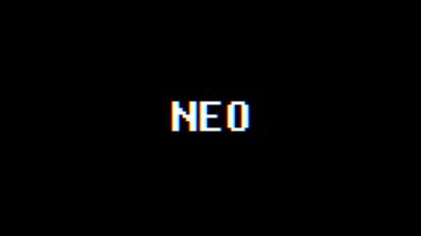 Retro video oyunu Neo kelime metin bilgisayar eski tv arıza parazit gürültü ekran animasyon sorunsuz döngü yeni kalite evrensel vintage hareket dinamik animasyonlu arka plan renkli neşeli video m