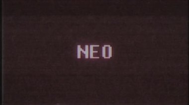 Retro video oyunu Neo kelime metin bilgisayar eski tv arıza parazit gürültü ekran animasyon sorunsuz döngü yeni kalite evrensel vintage hareket dinamik animasyonlu arka plan renkli neşeli video m