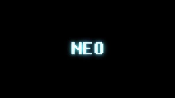 Retro videogame NEO word text computer old tv glitch interference noise screen animation seamless loop New quality universal vintage motion dynamic animated background colorful joyful video m — Stock Video