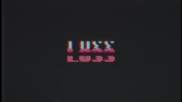 Retro videogame LOSS word text computer old tv glitch interference noise screen animation seamless loop New quality universal vintage motion dynamic animated background colorful joyful video m — Stock Video