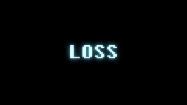 Retro videogame LOSS word text computer old tv glitch interference noise screen animation seamless loop New quality universal vintage motion dynamic animated background colorful joyful video m — Stock Video